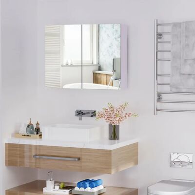 Armoire Miroir Salle de Bain HOMCOM - Blanc - 80×15×60 cm - Publicité Armoire Miroir Salle de Bain HOMCOM - Blanc - 80×15×60 cm - Publicité