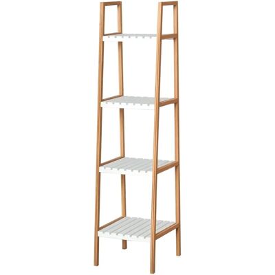 Étagère de salle de bain en bambou HOMCOM 4 niveaux Blanc Naturel - Rangement salle de bain - Publicité Étagère de salle de bain en bambou HOMCOM 4 niveaux Blanc Naturel - Rangement salle de bain - Publicité