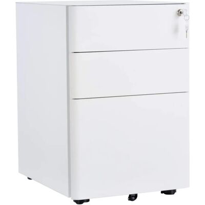 Armoire de rangement mobile blanche en acier HOMCOM avec 3 tiroirs - Publicité Armoire de rangement mobile blanche en acier HOMCOM avec 3 tiroirs - Publicité