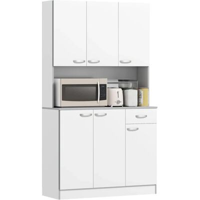 Armoire de Cuisine HOMCOM Contemporaine Blanc Gris avec Poignées Métal - Armoire de Cuisine - Publicité Armoire de Cuisine HOMCOM Contemporaine Blanc Gris avec Poignées Métal - Armoire de Cuisine - Publicité