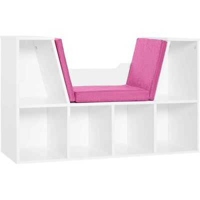 Bibliothèque Homcom Rose avec Siège et Rangement - Publicité Bibliothèque Homcom Rose avec Siège et Rangement - Publicité