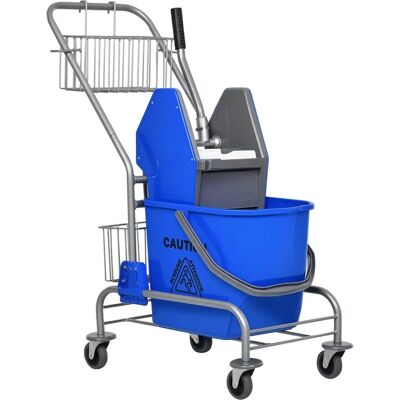 HOMCOM Stahl Reinigungswagen mit Wringmaschine - 26L, Blau/Grau HOMCOM Stahl Reinigungswagen mit Wringmaschine - 26L, Blau/Grau
