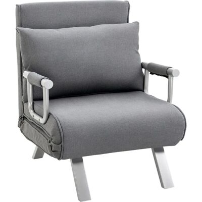 HOMCOM Sillón - Sofá Cama Ajustable - Gris Claro - Sillón HOMCOM Sillón - Sofá Cama Ajustable - Gris Claro - Sillón