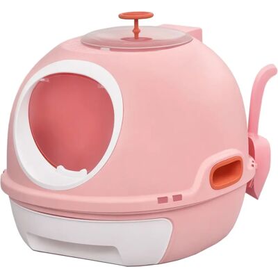PawHut Maison de Litière Rose Portable avec Poignées - Toilette pour Chat avec Tiroir & Fenêtre - Publicité PawHut Maison de Litière Rose Portable avec Poignées - Toilette pour Chat avec Tiroir & Fenêtre - Publicité