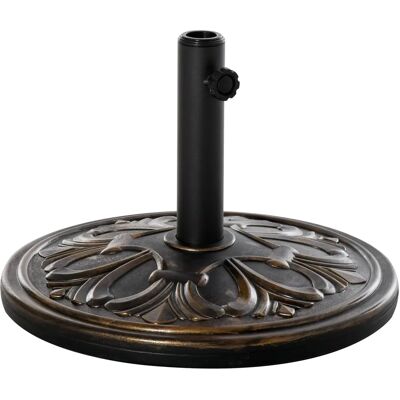 Base de Parasol Outsunny - Fleurs de Lys - Noir & Doré - 48cm - Publicité Base de Parasol Outsunny - Fleurs de Lys - Noir & Doré - 48cm - Publicité