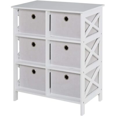 HOMCOM Cabinet de rangement blanc/gris clair avec 6 tiroirs - Publicité HOMCOM Cabinet de rangement blanc/gris clair avec 6 tiroirs - Publicité