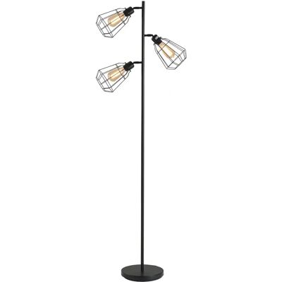 HOMCOM Lámpara de pie - Estilo industrial retro 3 bombillas - Metal negro HOMCOM Lámpara de pie - Estilo industrial retro 3 bombillas - Metal negro