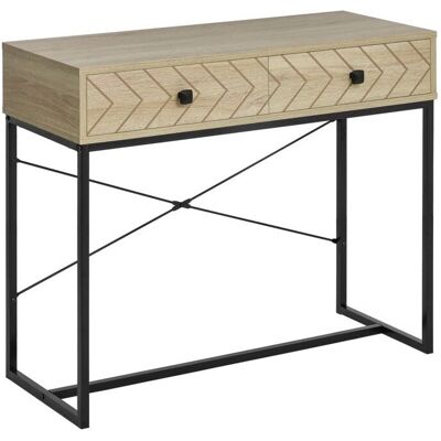 Table Console HOMCOM - Style Industriel, 2 tiroirs, Bois Naturel & Métal - Publicité Table Console HOMCOM - Style Industriel, 2 tiroirs, Bois Naturel & Métal - Publicité