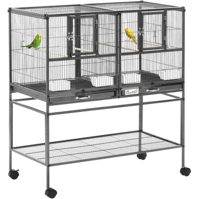 Cage à oiseaux PawHut avec séparation - Cage petite pour oiseaux - Publicité Cage à oiseaux PawHut avec séparation - Cage petite pour oiseaux - Publicité