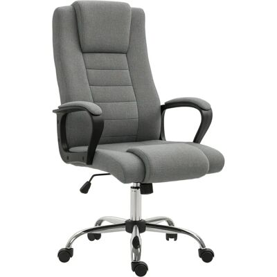 Chaise de Bureau Ergonomique HOMCOM - Hauteur Réglable, Rotation 360°, Lin Gris - Publicité Chaise de Bureau Ergonomique HOMCOM - Hauteur Réglable, Rotation 360°, Lin Gris - Publicité