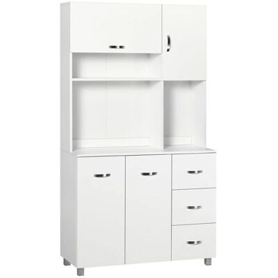 HOMCOM Armoire de cuisine blanche multi-rangements - 100x39x183 cm - Publicité HOMCOM Armoire de cuisine blanche multi-rangements - 100x39x183 cm - Publicité