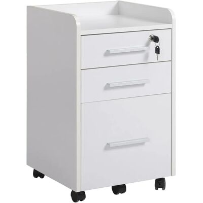 HOMCOM Caisson de Bureau Blanc sur Roulettes 3 Tiroirs - Publicité HOMCOM Caisson de Bureau Blanc sur Roulettes 3 Tiroirs - Publicité