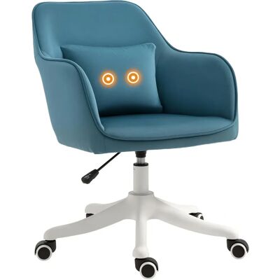 Silla de oficina HOMCOM con masaje, terciopelo, azul, ajustable, giro 360° Silla de oficina HOMCOM con masaje, terciopelo, azul, ajustable, giro 360°