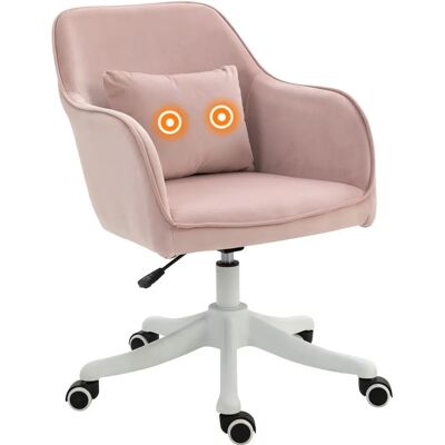 Sedia da ufficio HOMCOM con massaggio lombare - Velluto rosa - Rotazione a 360° Sedia da ufficio HOMCOM con massaggio lombare - Velluto rosa - Rotazione a 360°