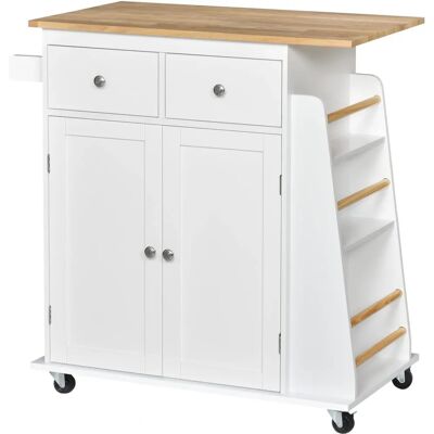 HOMCOM Chariot de Cuisine Blanc Hêtre - Mobilier de Cuisine - Publicité HOMCOM Chariot de Cuisine Blanc Hêtre - Mobilier de Cuisine - Publicité