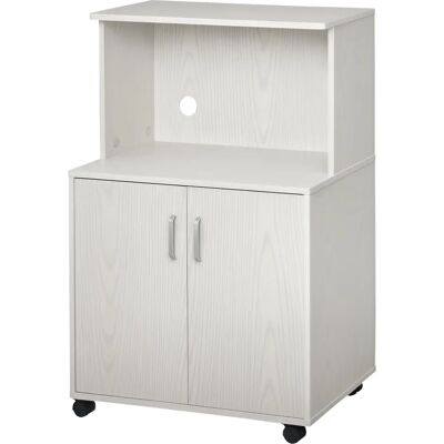 Chariot micro-ondes HOMCOM - Blanc, Étagères réglables, Armoire de cuisine à double porte - Publicité Chariot micro-ondes HOMCOM - Blanc, Étagères réglables, Armoire de cuisine à double porte - Publicité