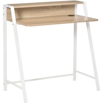 HOMCOM Bureau - Chêne clair blanc - 84L x 45W x 85H cm - Bureau - Publicité HOMCOM Bureau - Chêne clair blanc - 84L x 45W x 85H cm - Bureau - Publicité