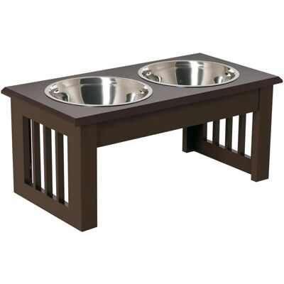 Distributeur surélevé pour chien PawHut avec 2 bols en inox - Publicité Distributeur surélevé pour chien PawHut avec 2 bols en inox - Publicité