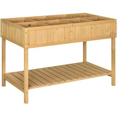 Aiuola in legno Outsunny elevata con mensola - 110x46x76cm Aiuola in legno Outsunny elevata con mensola - 110x46x76cm
