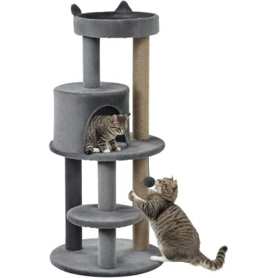 Arbre à chat gris PawHut - 48x104cm - Publicité Arbre à chat gris PawHut - 48x104cm - Publicité