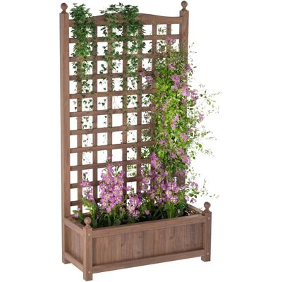 Jardinière en bois Outsunny avec treillis - 64L x 28W x 120H cm - Publicité Jardinière en bois Outsunny avec treillis - 64L x 28W x 120H cm - Publicité