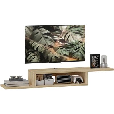 Mueble de TV de pared Homcom - Roble claro - Soporta televisores de 60 pulgadas Mueble de TV de pared Homcom - Roble claro - Soporta televisores de 60 pulgadas