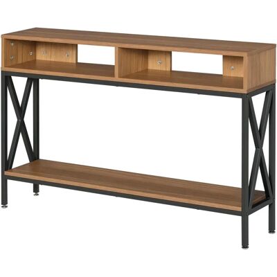 HOMCOM Table Console Industriel Noyer - Publicité HOMCOM Table Console Industriel Noyer - Publicité