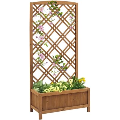 Jardinère Outsunny avec Treillis - Bois de sapin - 60Lx30Wx122Hcm - Publicité Jardinère Outsunny avec Treillis - Bois de sapin - 60Lx30Wx122Hcm - Publicité