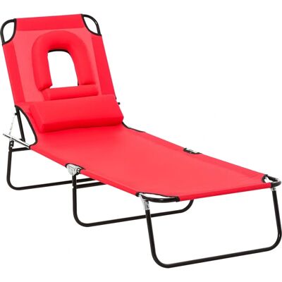 Transat rouge réglable Outsunny - Chaise longue de lecture - Publicité Transat rouge réglable Outsunny - Chaise longue de lecture - Publicité