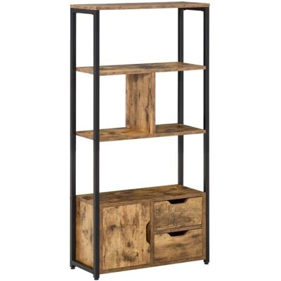 Bibliothèque Industrielle HOMCOM avec Rangements - Noir & Aspect Bois Ancien - 58cm - Publicité Bibliothèque Industrielle HOMCOM avec Rangements - Noir & Aspect Bois Ancien - 58cm - Publicité