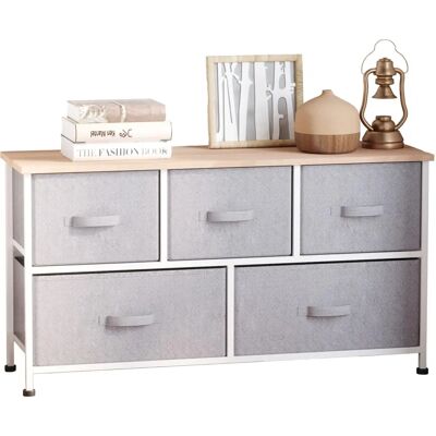HOMCOM Commode - Rangement 5 Tiroirs, Gris - Commode - Publicité HOMCOM Commode - Rangement 5 Tiroirs, Gris - Commode - Publicité