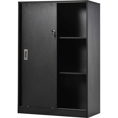 Armoire de bureau HOMCOM 2 portes coulissantes verrouillables 80x40x120cm noir - Publicité Armoire de bureau HOMCOM 2 portes coulissantes verrouillables 80x40x120cm noir - Publicité