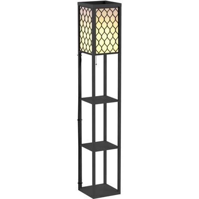 Lampada da terra HOMCOM con mensole - Design moderno, 4 livelli, nero Lampada da terra HOMCOM con mensole - Design moderno, 4 livelli, nero
