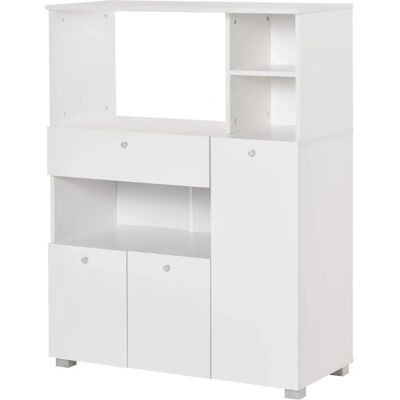 HOMCOM Meuble Micro-ondes - Meuble de cuisine blanc multi-rangements - Publicité HOMCOM Meuble Micro-ondes - Meuble de cuisine blanc multi-rangements - Publicité