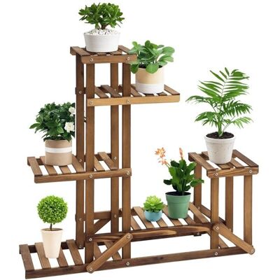 Support à fleurs en bois Outsunny - 6 niveaux, pin carbonisé - Publicité Support à fleurs en bois Outsunny - 6 niveaux, pin carbonisé - Publicité