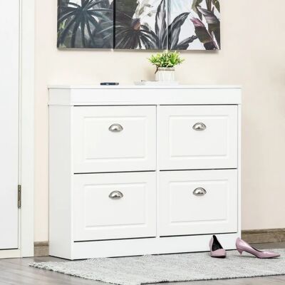 HOMCOM Armoire à Chaussures Blanche - 4 Portes, 32 Paires - Publicité HOMCOM Armoire à Chaussures Blanche - 4 Portes, 32 Paires - Publicité