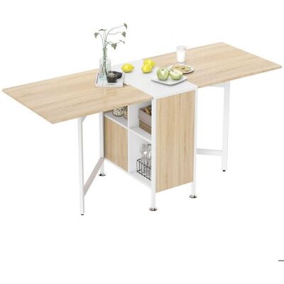 Table pliante compacte HOMCOM - 4 niches, chêne clair & blanc - Publicité Table pliante compacte HOMCOM - 4 niches, chêne clair & blanc - Publicité