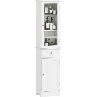 Armadio da bagno Kleankin - Bianco, 3 mensole, MDF, Acrilico Armadio da bagno Kleankin - Bianco, 3 mensole, MDF, Acrilico