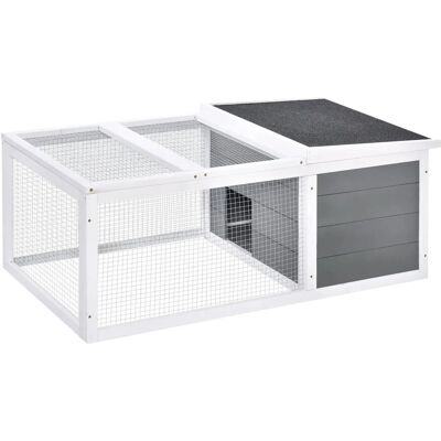 PawHut Rifugio per conigli - Doppio tetto, Spazioso, Grigio & Bianco - Abitazione per conigli PawHut Rifugio per conigli - Doppio tetto, Spazioso, Grigio & Bianco - Abitazione per conigli