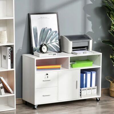 HOMCOM - PrinterCabinet - Blanc - 100x35x65 cm - placard - Publicité HOMCOM - PrinterCabinet - Blanc - 100x35x65 cm - placard - Publicité