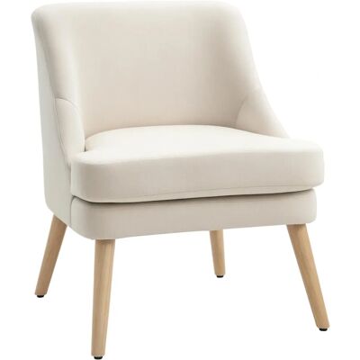 Sedia lounge HOMCOM color beige stile scandinavo - Imbottitura in schiuma ad alta densità - Tessuto effetto lino - 63x69x79,5cm Sedia lounge HOMCOM color beige stile scandinavo - Imbottitura in schiuma ad alta densità - Tessuto effetto lino - 63x69x79,5cm