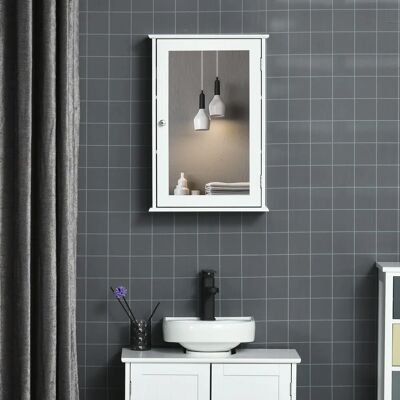 Armoire Murale de Salle de Bain Kleankin avec Miroir - MDF Blanc - 41x14x60cm - Rangement WC - Publicité Armoire Murale de Salle de Bain Kleankin avec Miroir - MDF Blanc - 41x14x60cm - Rangement WC - Publicité
