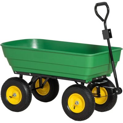 Chariot de Jardin Outsunny 125L Jaune Vert - Transport Outils - Publicité Chariot de Jardin Outsunny 125L Jaune Vert - Transport Outils - Publicité