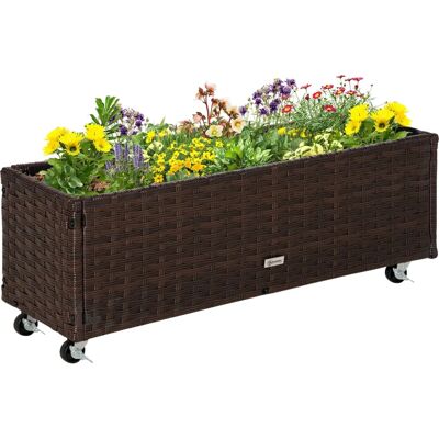 Outsunny Gartentopf - Rechteckig mit Rollen - Gartenpflanzer Outsunny Gartentopf - Rechteckig mit Rollen - Gartenpflanzer