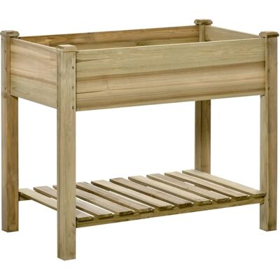 Jardinière sur Pied Outsunny avec Étagère - Bois de Pin Durable - 91x51x76cm - Publicité Jardinière sur Pied Outsunny avec Étagère - Bois de Pin Durable - 91x51x76cm - Publicité