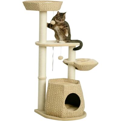 Arbre à Chat PawHut - Sisal Naturel, Coussins, Multi-niveaux - Publicité Arbre à Chat PawHut - Sisal Naturel, Coussins, Multi-niveaux - Publicité