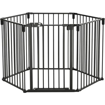 PawHut Barrière de Sécurité pour Animaux - Enclos Pliable 6 Panneaux avec Porte Verrouillable - Noir PawHut Barrière de Sécurité pour Animaux - Enclos Pliable 6 Panneaux avec Porte Verrouillable - Noir