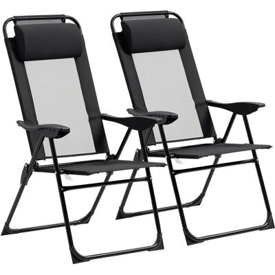 Outsunny Garten Klappstühle Set - 2 Schwarze Tragbare Stühle Outsunny Garten Klappstühle Set - 2 Schwarze Tragbare Stühle