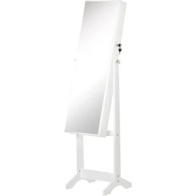 HOMCOM Armoire à Bijoux Blanche avec Miroir Réglable - Rangement de Bijoux - Publicité HOMCOM Armoire à Bijoux Blanche avec Miroir Réglable - Rangement de Bijoux - Publicité