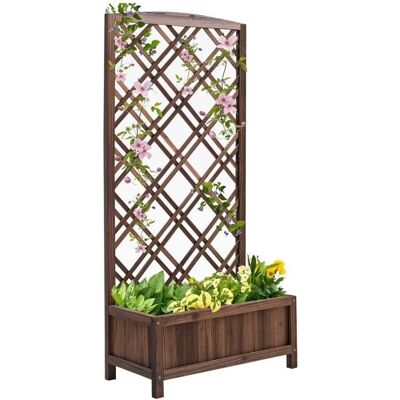 Outsunny Jardinière en cèdre avec treillis - 60L x 30W x 122.5H cm - Bois - Publicité Outsunny Jardinière en cèdre avec treillis - 60L x 30W x 122.5H cm - Bois - Publicité